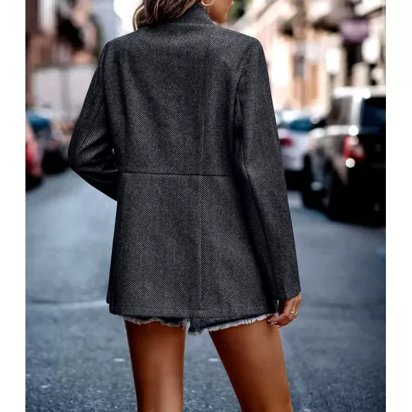 chouyatou Womens Casual Business Open Front Long Sleeve Notch Lapel Office Blazer JacketBlack