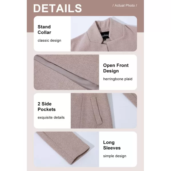 chouyatou Womens Casual Business Open Front Long Sleeve Notch Lapel Office Blazer JacketKhaki