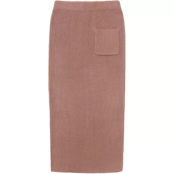 chouyatou Womens Turtleneck 2 Piece Outfits Ribbed Knit Sweater Midi Pencil Skirt SetPink