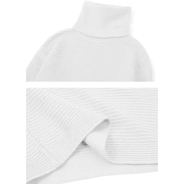 chouyatou Womens Turtleneck 2 Piece Outfits Ribbed Knit Sweater Midi Pencil Skirt SetWhite