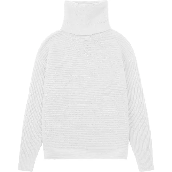 chouyatou Womens Turtleneck 2 Piece Outfits Ribbed Knit Sweater Midi Pencil Skirt SetWhite