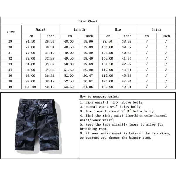 chouyatou Mens Drawstring Waist Camouflage Printed Outdoor Summer Cargo ShortsNavy Blue