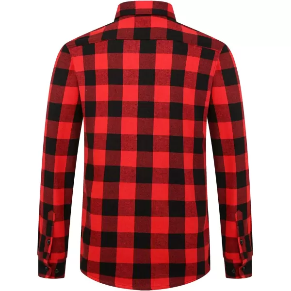 chouyatou Mens Winter Long Sleeve Sherpa Lined Warm Button Up Front Plaid Flannel Shirt JacketBlackred