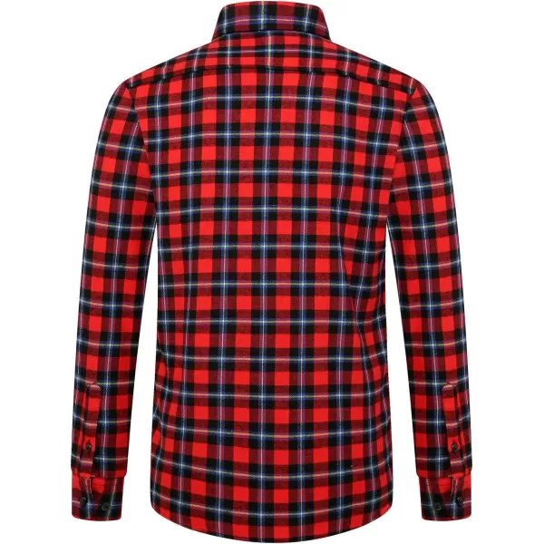 chouyatou Mens Winter Long Sleeve Sherpa Lined Warm Button Up Front Plaid Flannel Shirt JacketRedblue