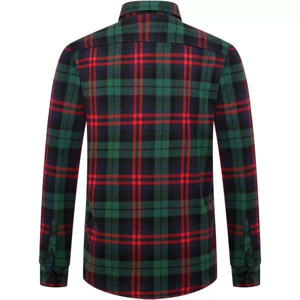 chouyatou Mens Winter Long Sleeve Sherpa Lined Warm Button Up Front Plaid Flannel Shirt JacketRedgreen