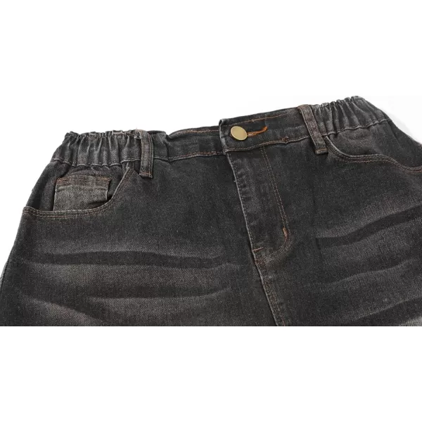 chouyatou Womens Casual Stretch Waist Washed Denim Aline Maxi SkirtBlack