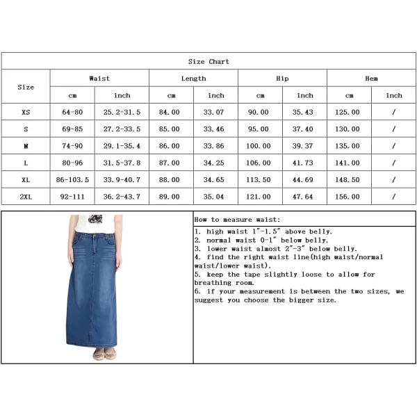 chouyatou Womens Casual Stretch Waist Washed Denim Aline Maxi SkirtBlue