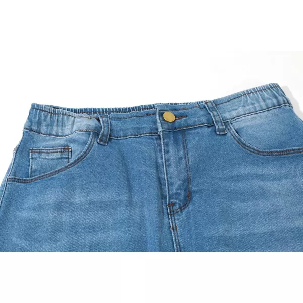 chouyatou Womens Casual Stretch Waist Washed Denim Aline Maxi SkirtBlue
