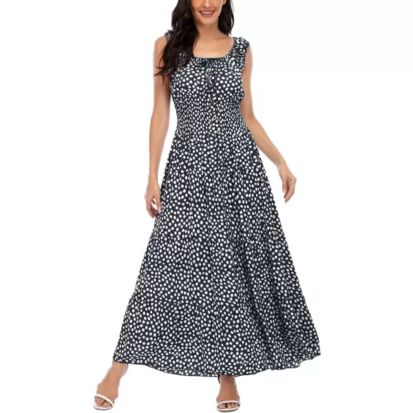 OSTOO Womens 2024 Summer Boho Floral Print Tiered Casual Flowy Long Maxi DressBlack