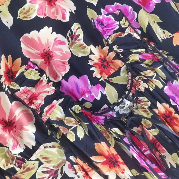 OSTOO Womens 2024 Summer Boho Floral Print Tiered Casual Flowy Long Maxi DressBlack Flowers