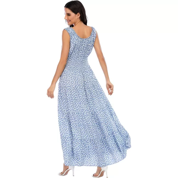 OSTOO Womens 2024 Summer Boho Floral Print Tiered Casual Flowy Long Maxi DressBlue