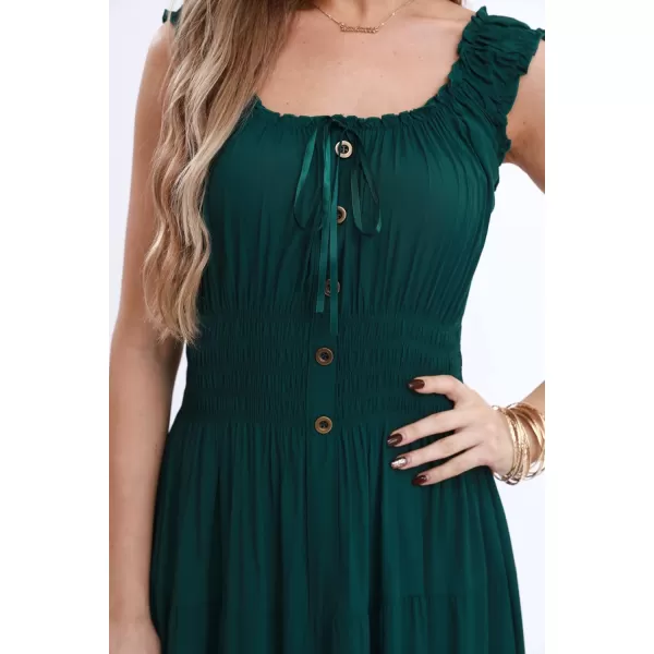 OSTOO Womens 2024 Summer Boho Floral Print Tiered Casual Flowy Long Maxi DressDark Green
