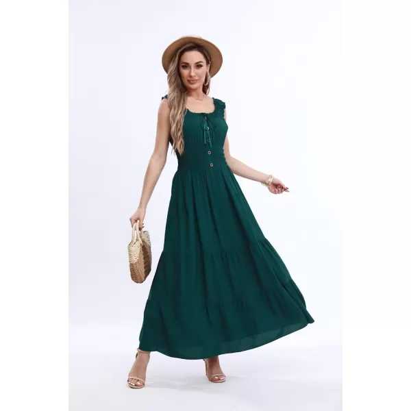 OSTOO Womens 2024 Summer Boho Floral Print Tiered Casual Flowy Long Maxi DressDark Green