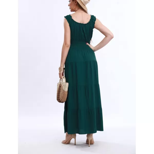OSTOO Womens 2024 Summer Boho Floral Print Tiered Casual Flowy Long Maxi DressDark Green