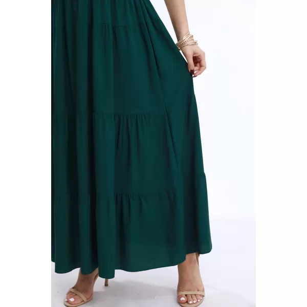 OSTOO Womens 2024 Summer Boho Floral Print Tiered Casual Flowy Long Maxi DressDark Green