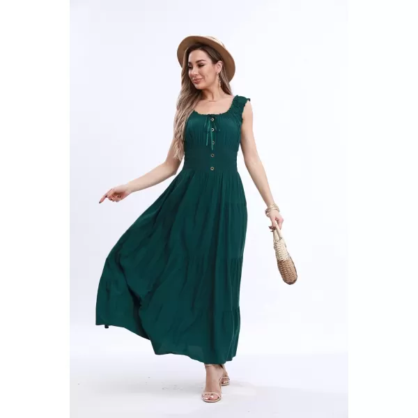 OSTOO Womens 2024 Summer Boho Floral Print Tiered Casual Flowy Long Maxi DressDark Green