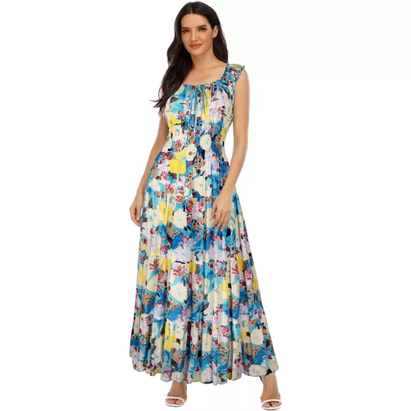 OSTOO Womens 2024 Summer Boho Floral Print Tiered Casual Flowy Long Maxi DressFloral Blue