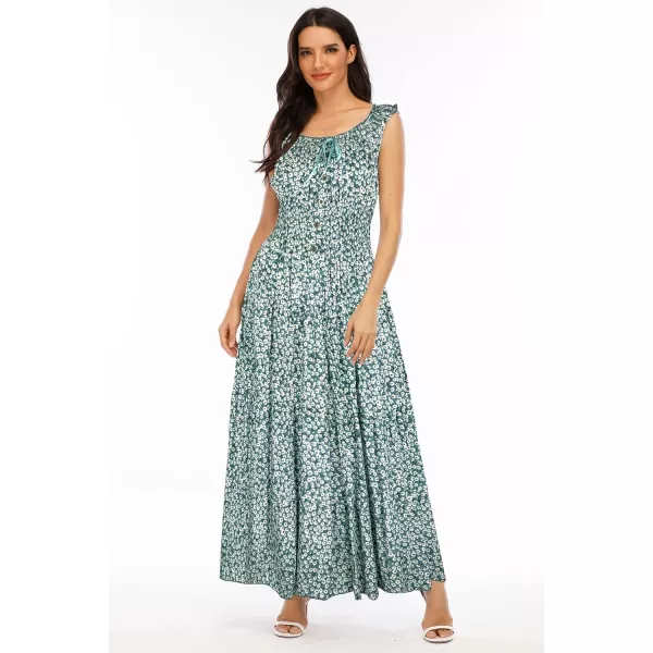 OSTOO Womens 2024 Summer Boho Floral Print Tiered Casual Flowy Long Maxi DressFlower Green