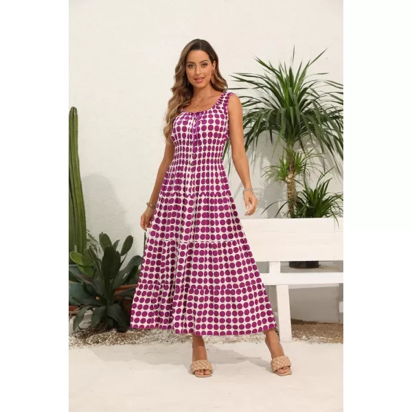 OSTOO Womens 2024 Summer Boho Floral Print Tiered Casual Flowy Long Maxi DressGrape Polka Dot