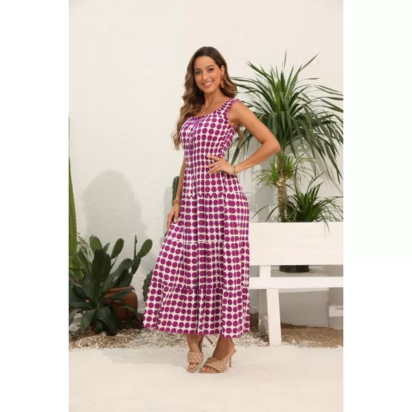 OSTOO Womens 2024 Summer Boho Floral Print Tiered Casual Flowy Long Maxi DressGrape Polka Dot
