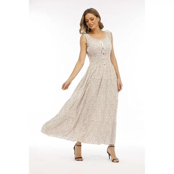 OSTOO Womens 2024 Summer Boho Floral Print Tiered Casual Flowy Long Maxi DressGrey White