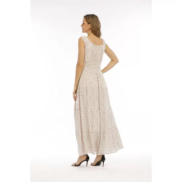 OSTOO Womens 2024 Summer Boho Floral Print Tiered Casual Flowy Long Maxi DressGrey White