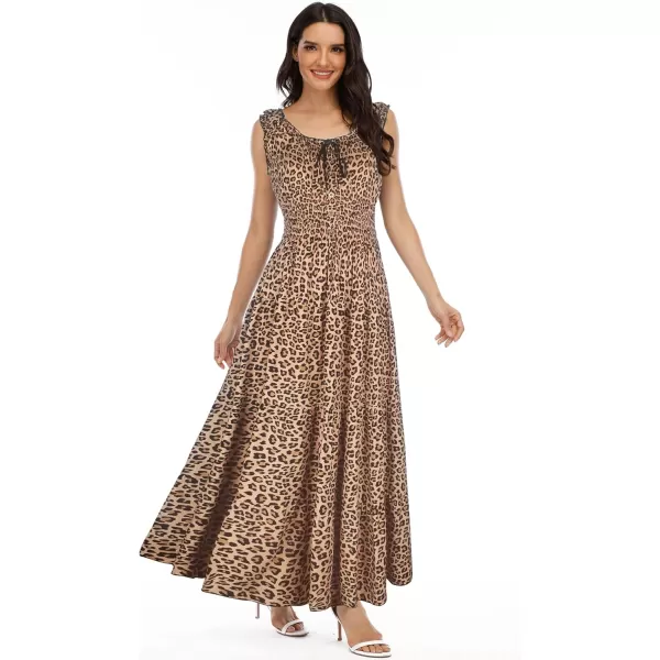 OSTOO Womens 2024 Summer Boho Floral Print Tiered Casual Flowy Long Maxi DressKhaki