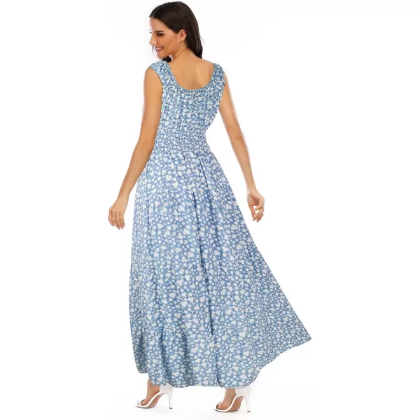 OSTOO Womens 2024 Summer Boho Floral Print Tiered Casual Flowy Long Maxi DressLight Blue Floral