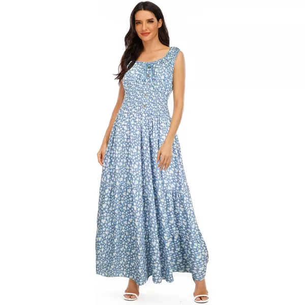 OSTOO Womens 2024 Summer Boho Floral Print Tiered Casual Flowy Long Maxi DressLight Blue Floral