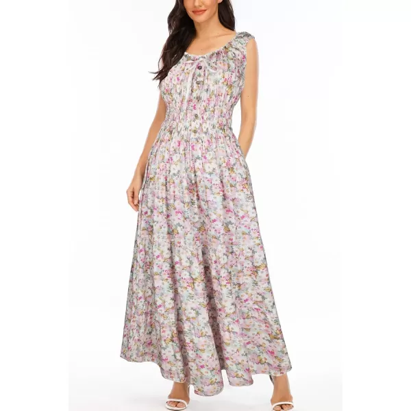 OSTOO Womens 2024 Summer Boho Floral Print Tiered Casual Flowy Long Maxi DressLight Pink Floral