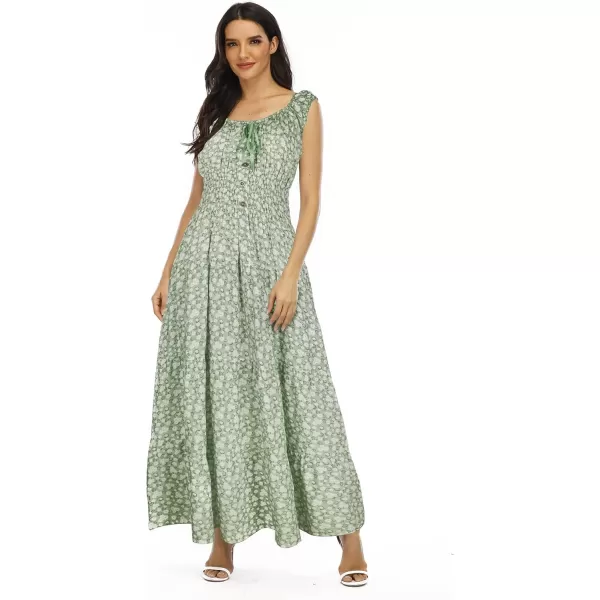 OSTOO Womens 2024 Summer Boho Floral Print Tiered Casual Flowy Long Maxi DressLittle Green Flowers