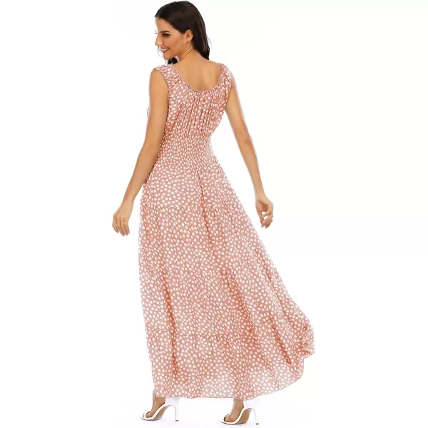 OSTOO Womens 2024 Summer Boho Floral Print Tiered Casual Flowy Long Maxi DressPink