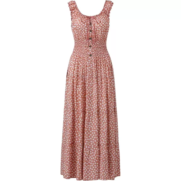 OSTOO Womens 2024 Summer Boho Floral Print Tiered Casual Flowy Long Maxi DressPink