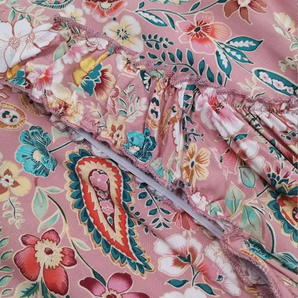 OSTOO Womens 2024 Summer Boho Floral Print Tiered Casual Flowy Long Maxi DressPink Cashew Floral