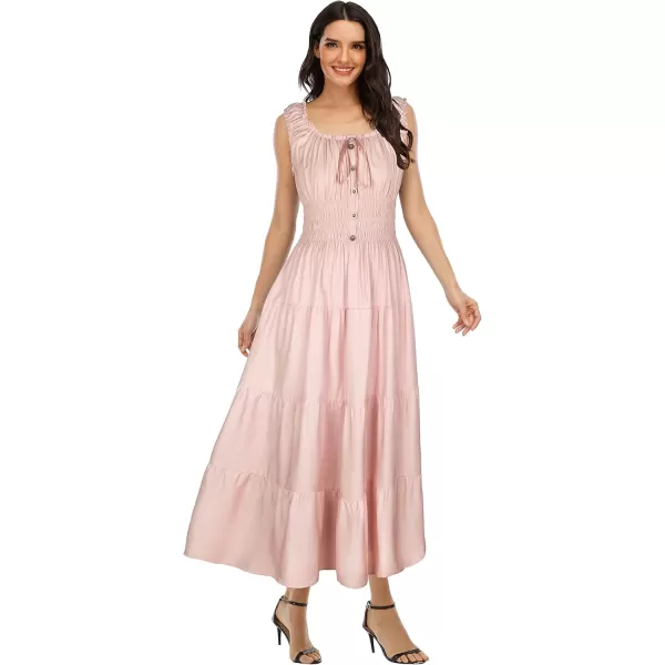 OSTOO Womens 2024 Summer Boho Floral Print Tiered Casual Flowy Long Maxi DressPink Denim