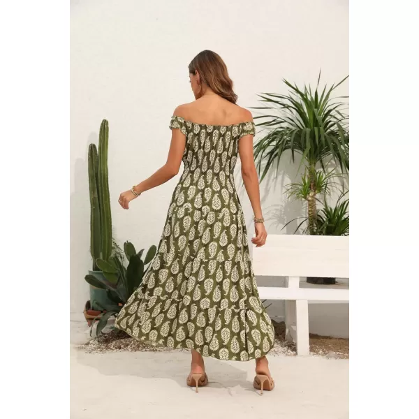 OSTOO Womens 2024 Summer Boho Floral Print Tiered Casual Flowy Long Maxi DressPrint Light Green