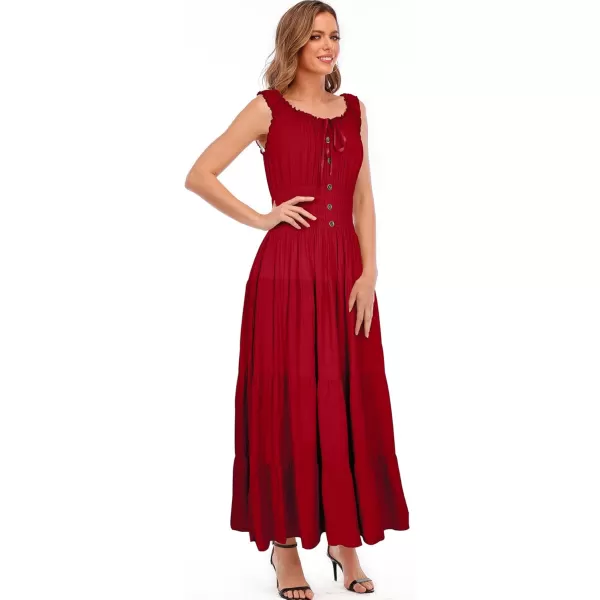OSTOO Womens 2024 Summer Boho Floral Print Tiered Casual Flowy Long Maxi DressRed