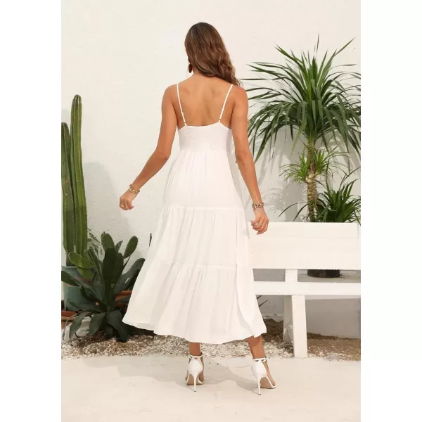 OSTOO Womens Floral Print Maxi Dresses Sleeveless Sleeves Boho Empire Waist DressOffwhite