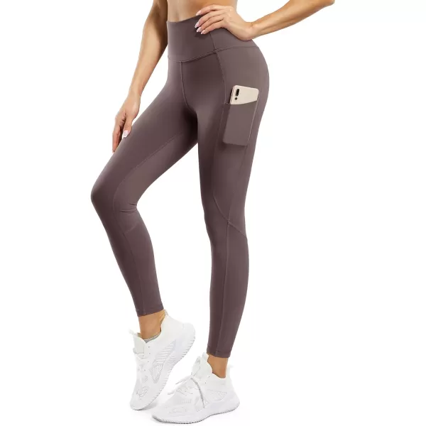 STYLEWORD Womens Yoga Pants with Pockets High Waist Workout Leggings Running PantsBurnt Umber