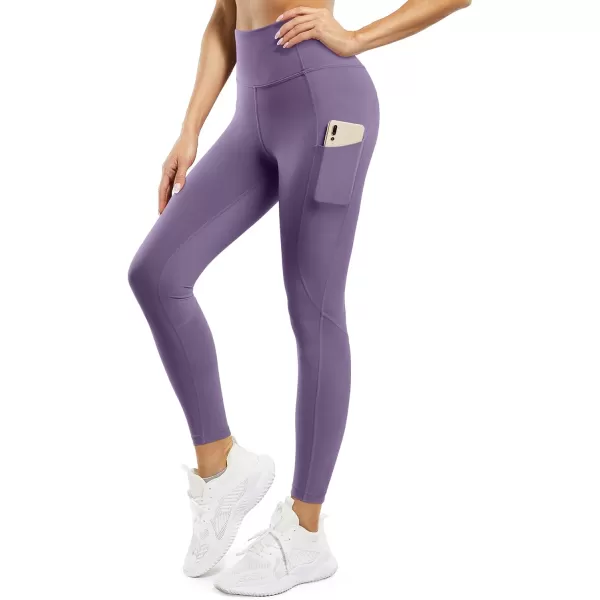 STYLEWORD Womens Yoga Pants with Pockets High Waist Workout Leggings Running PantsLight Purple