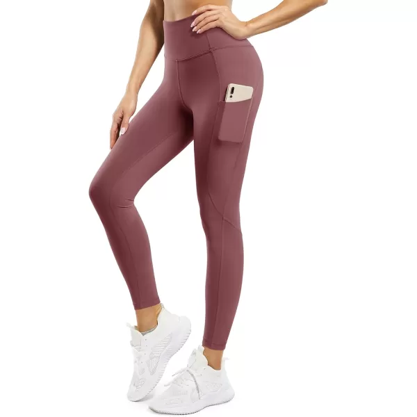 STYLEWORD Womens Yoga Pants with Pockets High Waist Workout Leggings Running PantsTaupe