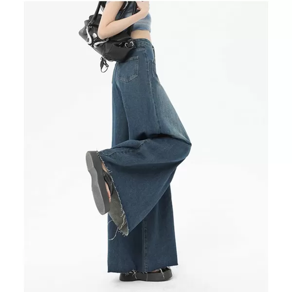 chouyatou Womens Baggy High Waisted Jeans Y2K Flared Wide Leg Jeans Palazzo Denim PantsBlue