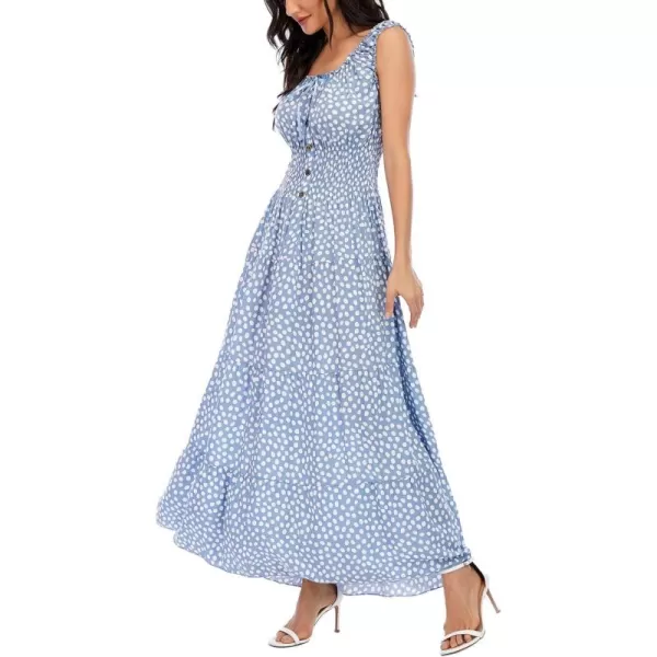 OSTOO Womens 2024 Summer Boho Floral Print Tiered Casual Flowy Long Maxi DressBlue