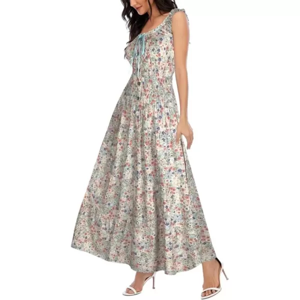 OSTOO Womens 2024 Summer Boho Floral Print Tiered Casual Flowy Long Maxi DressBlue Flower