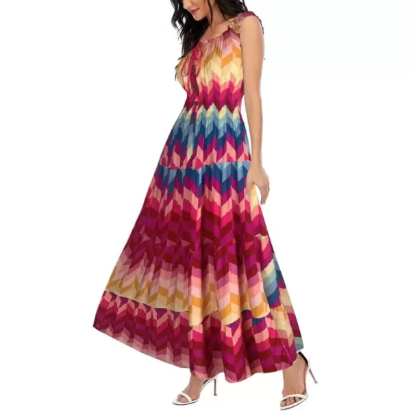 OSTOO Womens 2024 Summer Boho Floral Print Tiered Casual Flowy Long Maxi DressColor Striped