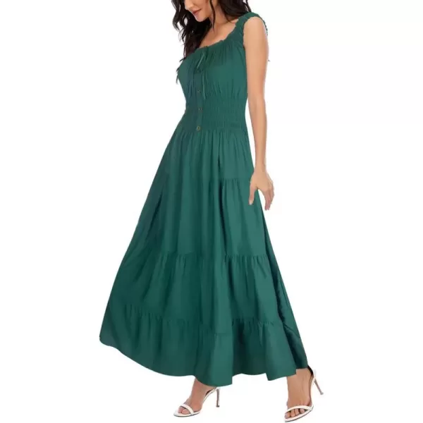 OSTOO Womens 2024 Summer Boho Floral Print Tiered Casual Flowy Long Maxi DressDark Green