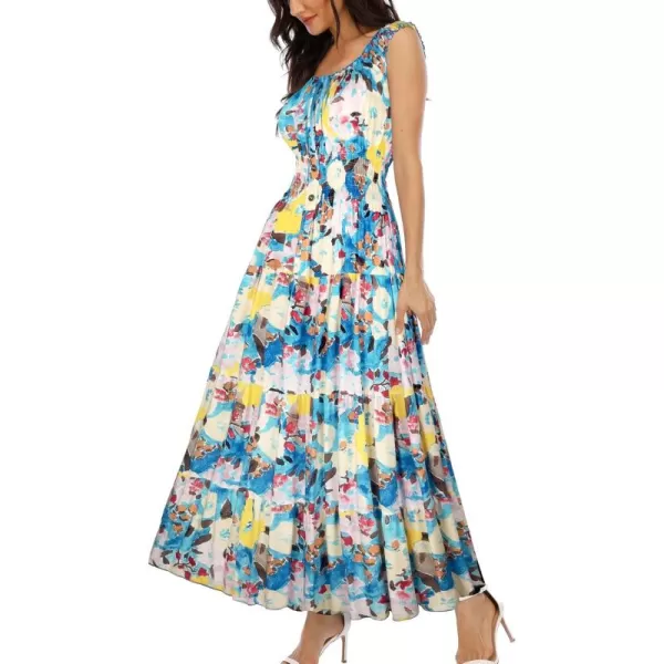 OSTOO Womens 2024 Summer Boho Floral Print Tiered Casual Flowy Long Maxi DressFloral Blue