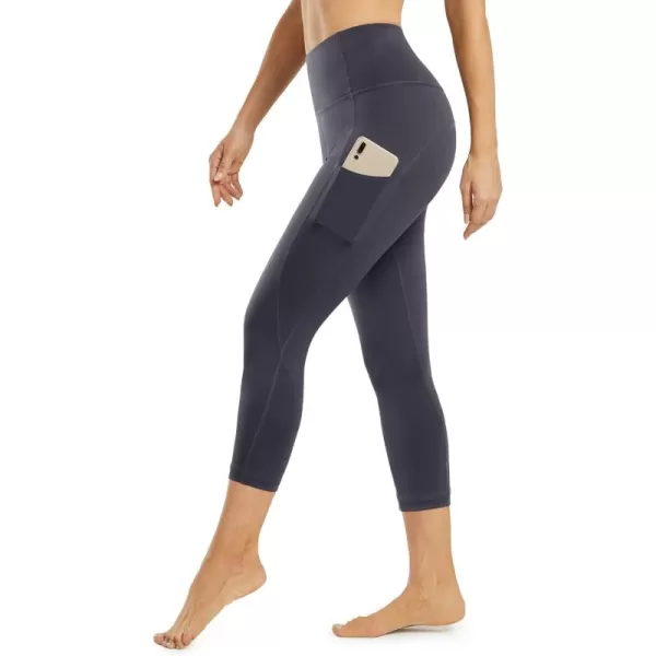 STYLEWORD Womens Yoga Pants with Pockets High Waist Workout Leggings Running PantsDark Gray Capris090b 22inch