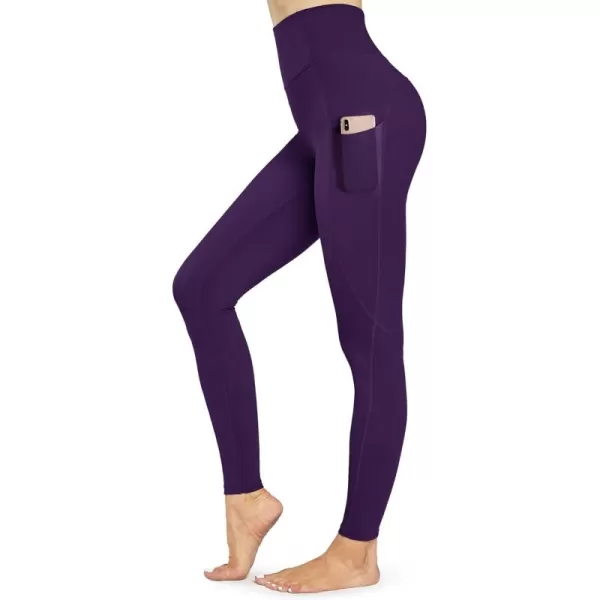 STYLEWORD Womens Yoga Pants with Pockets High Waist Workout Leggings Running PantsDark Purple018k