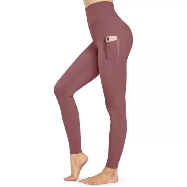 STYLEWORD Womens Yoga Pants with Pockets High Waist Workout Leggings Running PantsTaupe